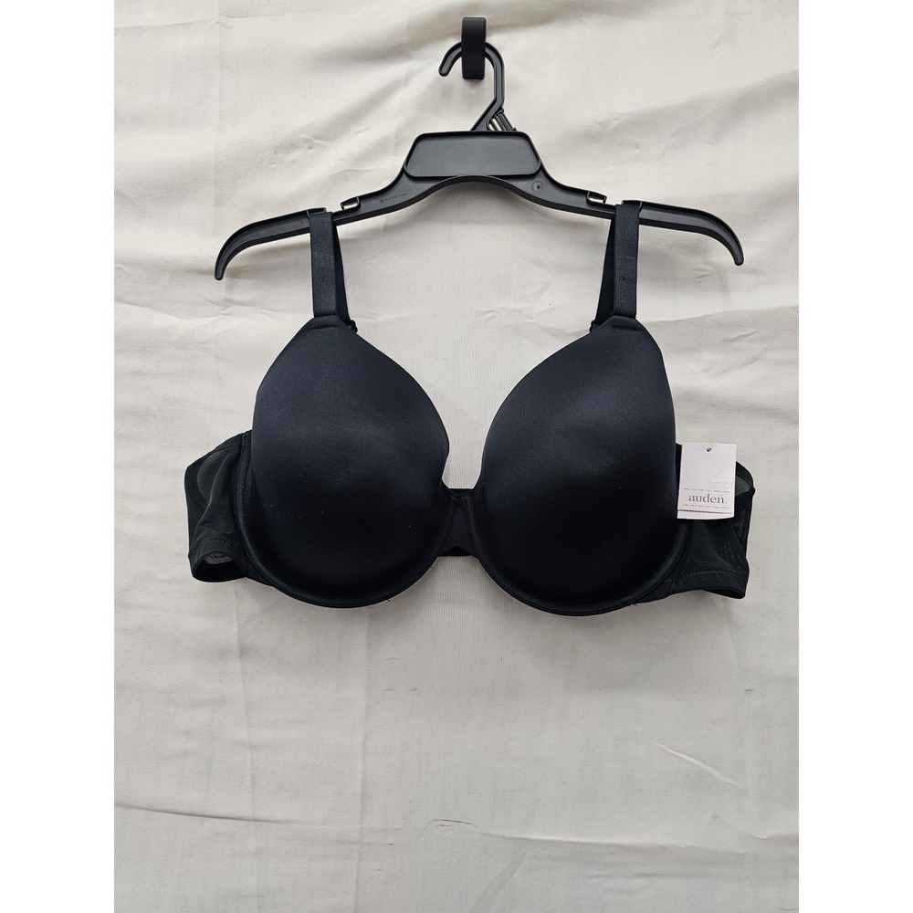 Auden Womens Lightly Lined Demi Bra Black Nylon Blend Casual Size 44D